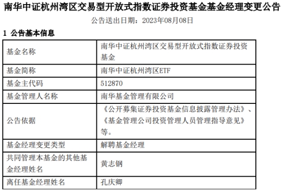 南华基金孔庆卿离任4只基金