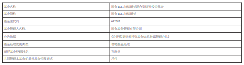 国金ESG持续增长增聘基金经理孙欣炎 年内跌约17%