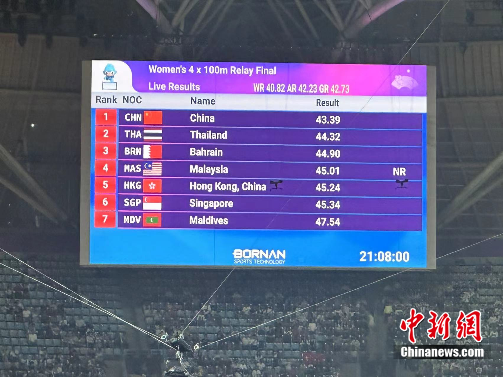 中国队夺得杭州亚运会女子4x100米接力金牌
